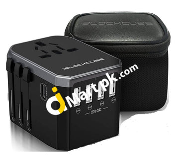 Iblockcube Universal Travel Ac Power Plug Adapter With International Socket 4X Usb 5.6A Type-C 3.0A